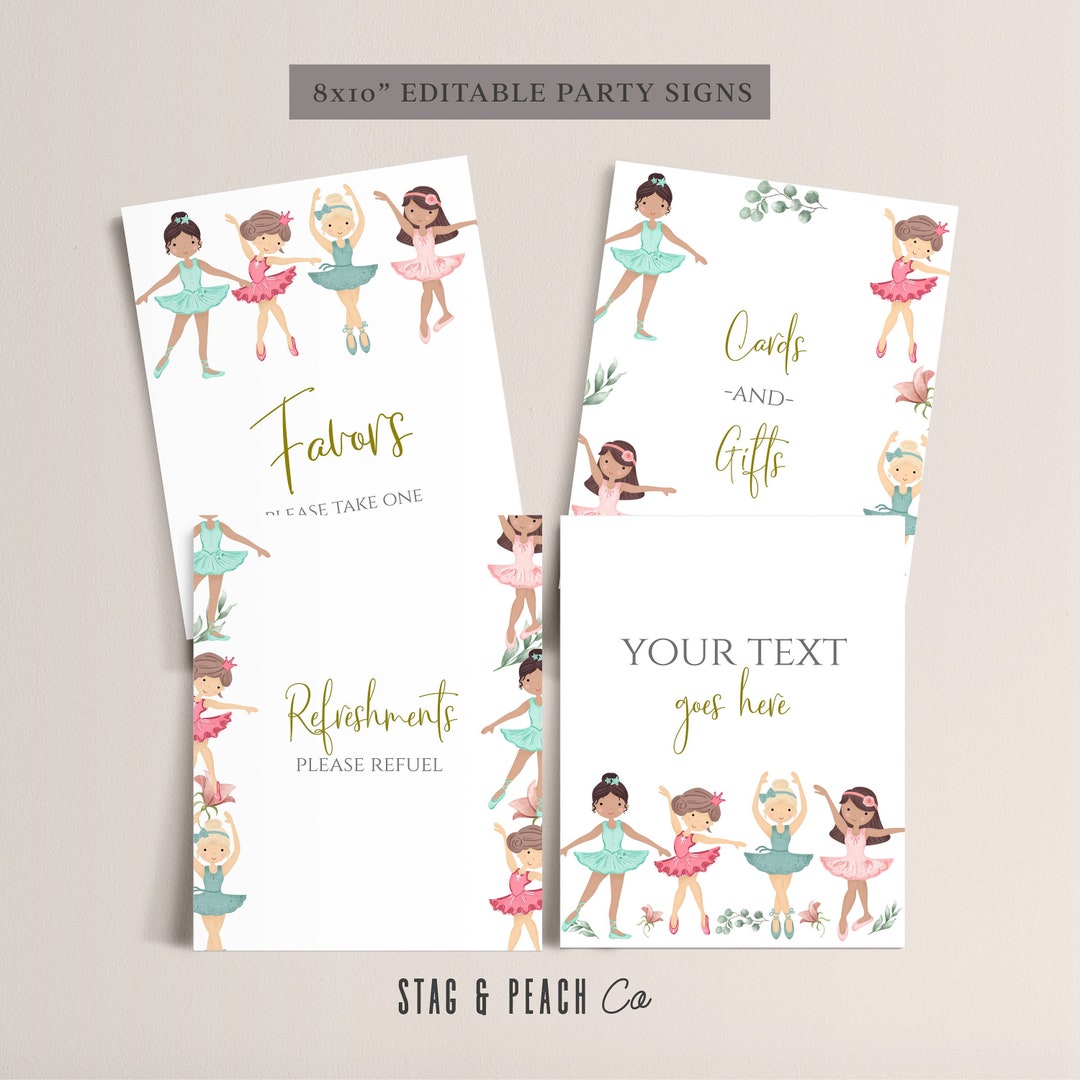 Ballet Party Signs 8x10