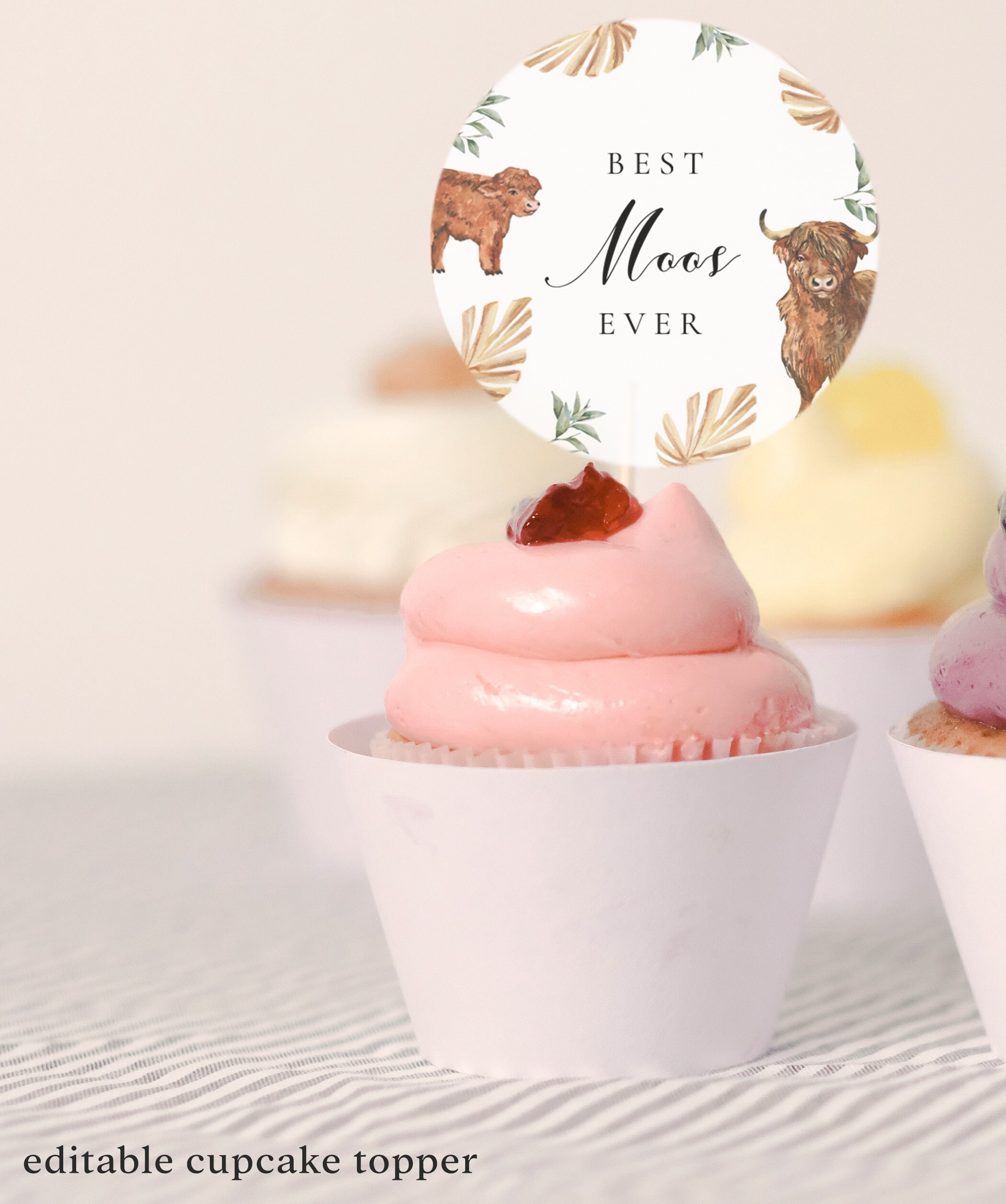 JeVenis Decorazioni Per Torta Highland Cow, Set Con 2 Mucche E 15 Palline Colorate, Per Compleanni E Baby Shower A Tema Fattoria - 5