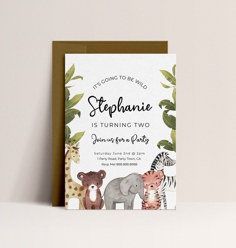 Editable Safari Party Invitation Safari Animal Invitation Jungle Birthday Invite Zoo Party Invitation Wildlife Invite Instant