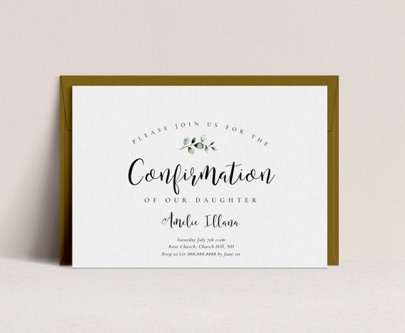 Confirmation Invitation Printable Confirmation Invitation - Etsy Australia