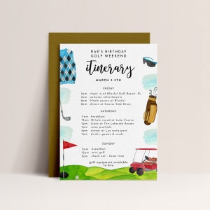 Golf Trip Planner Template - Editable Golf Itinerary, Golf Weekend Schedule, Bachelor Itinerary, Dad Birthday Invitation,  Instant Download