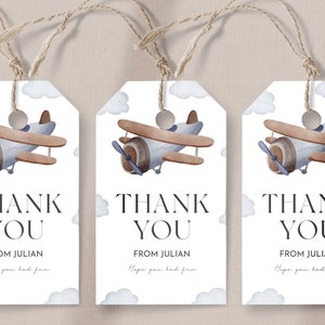 Airplane Birthday Favor Tag-Airplane Party Decor, Aviation Birthday Party, Pilot Theme Birthday, Airplane Party Printable, Editable Download