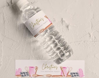 Baking Party Water Bottle Labels - Cooking Party Favors, Baking Party Decor, Baking Birthday, Kids Party Labels, Girls Editable Download