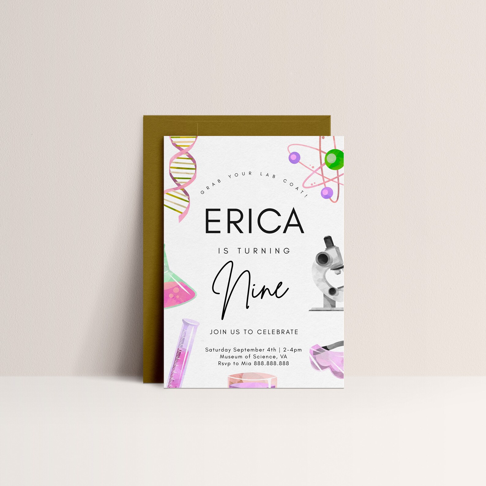 Science Birthday Invitation Girls - Science Party Invitation, Science ...