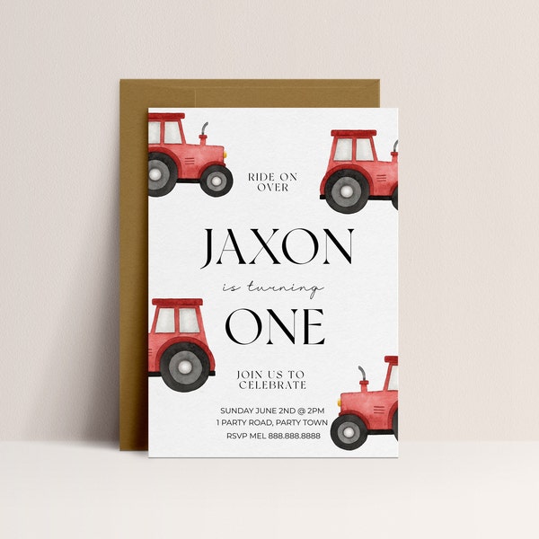 Editable Tractor Birthday Invite - Tractor Birthday Party Invitation, Tractor Party Invitation, Tractor Birthday Invitation Instant Download