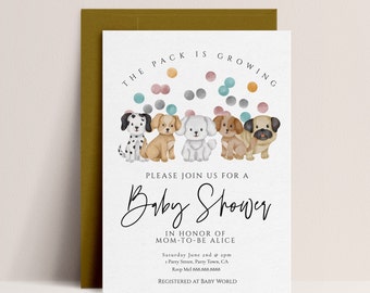 Puppy Baby Shower Invitation - Dog Theme Baby Shower Invitation, Gender Neutral Baby Shower Invitation Template, Editable Instant Download