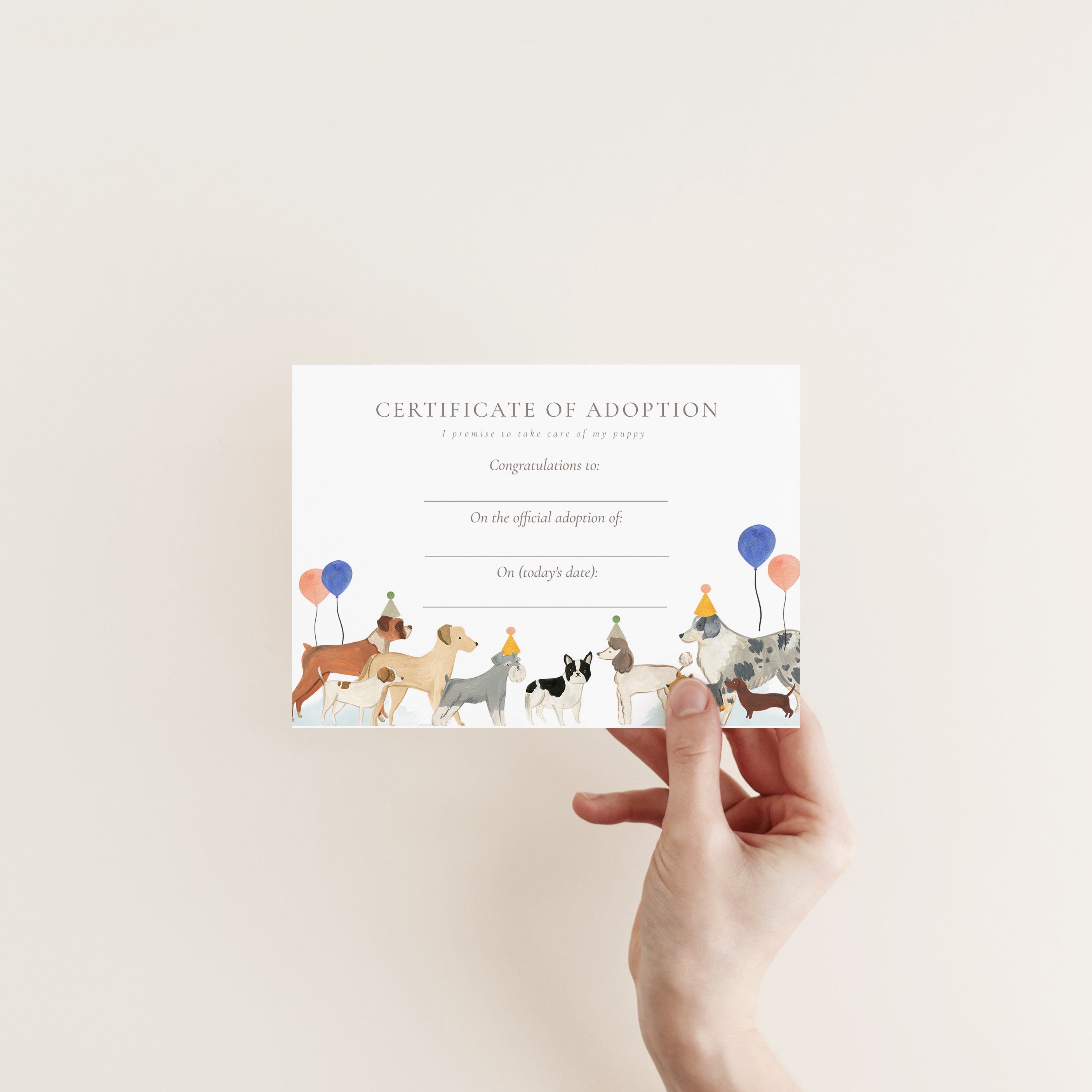 Adopt a Puppy Sign & Certificate - Puppy Adoption Certificate, Puppy ...