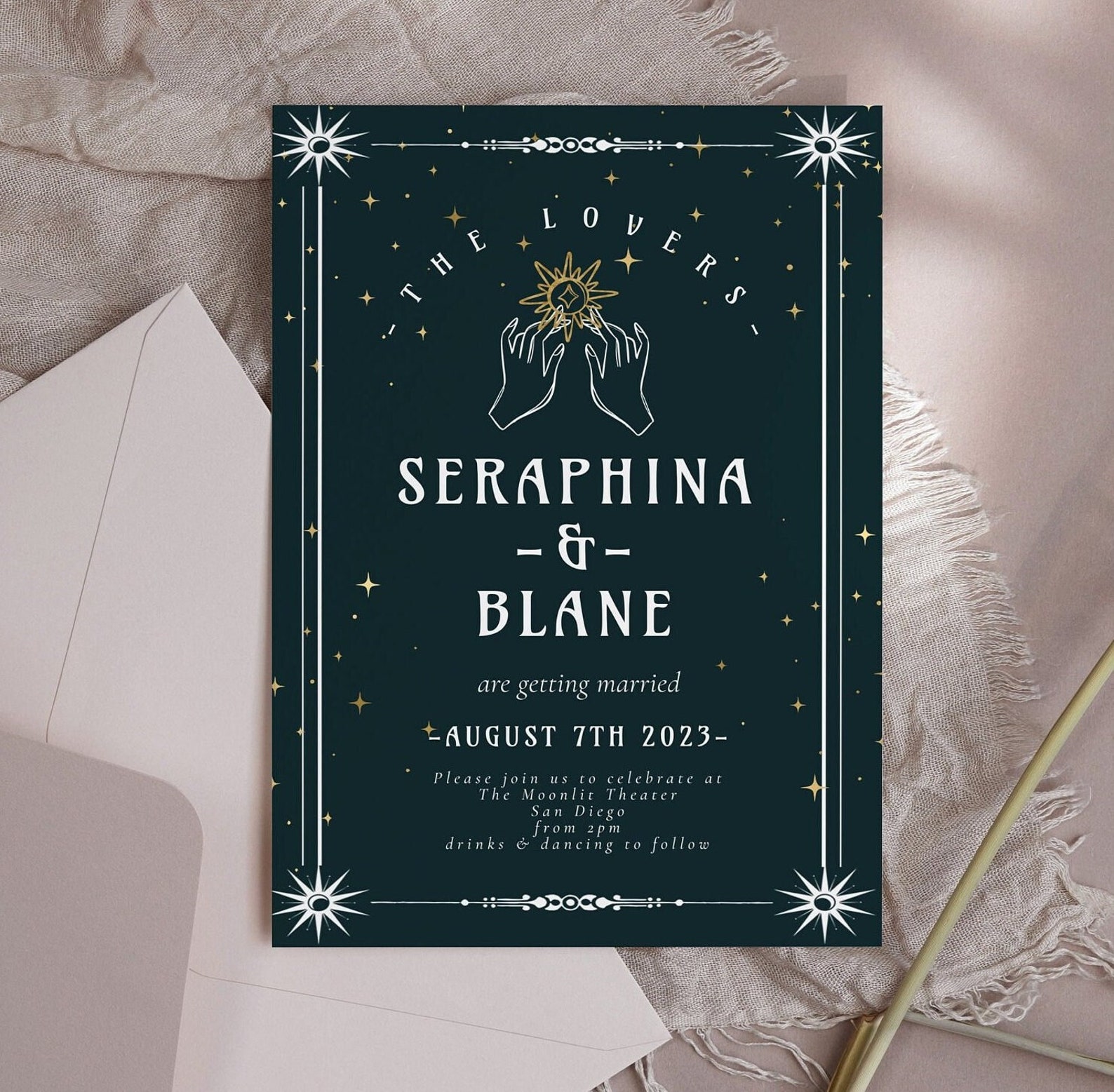 Tarot Card Wedding Invitation Template -tarot Wedding Invitation, Moon Tarot Card Wedding Invitation Template -tarot Wedding Invitation, Moon