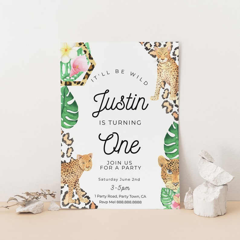 Editable Leopard Print Invitation -jungle Birthday Party Invitation ...
