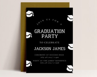 Graduation Invitation - Chalkboard Graduation Invitation, Graduation Party Template, Graduation Announcement, Editable Instant Download