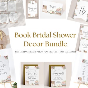 Book Themed Bridal Shower Bridal Shower Bundle - Book Shower Decor, Library Bridal Shower Signs, Storybook Bridal Shower, Editable Download