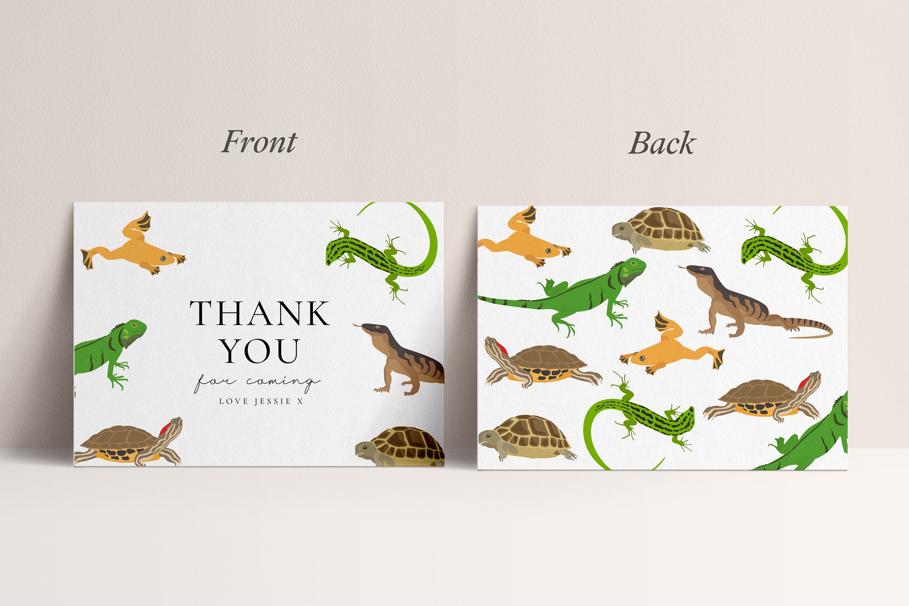 Congratulations Lizard Reptile Party Supplies - Reptile Thank You Card, Reptile Birthday Party ...