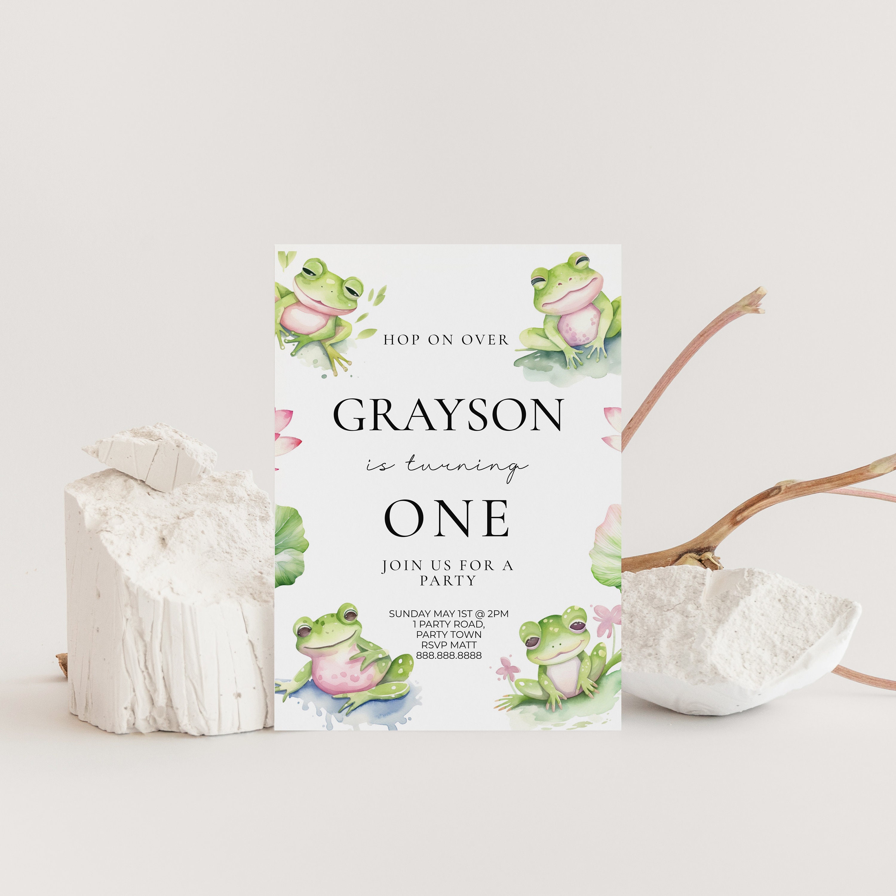 Frog Invite Frog Birthday Invitation - Frog Birthday Party Invitation, Amphibian ...