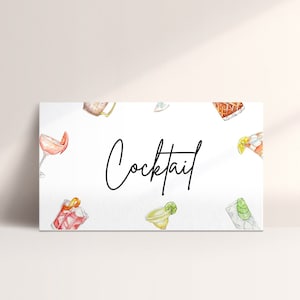 Segnaposto cocktail: tenda per cibo da cocktail, nomi dei luoghi da cocktail, decorazioni per addio al nubilato, cocktail per addio al nubilato, download modificabile