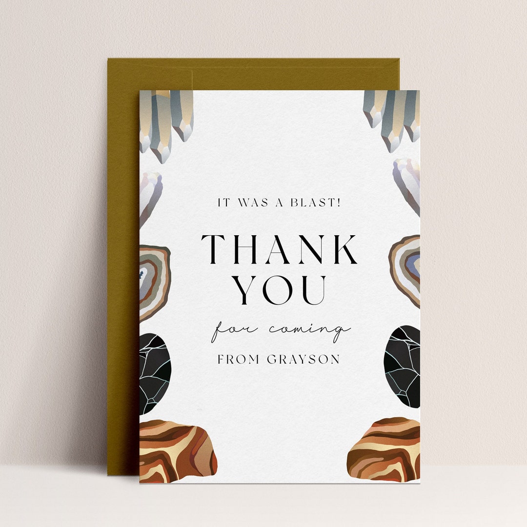 Geology Party Thank You Card - Geology Party Decor, Geology Birthday ...