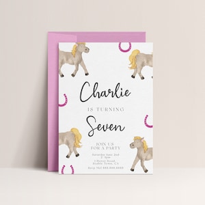 Editable Horse Birthday Party Invitation-Horse Party Invitation Girls, Horse Birthday Invite Digital, Horse Riding Invite, Instant Download