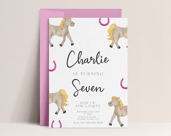 Editable Horse Birthday Party Invitation-Horse Party Invitation Girls, Horse Birthday Invite Digital, Horse Riding Invite, Instant Download