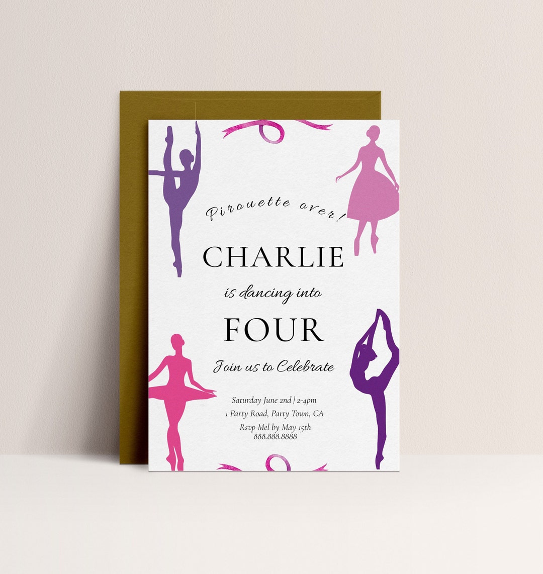 Ballerina Birthday Invitation - Ballet Birthday Invitation, Tutu Invite ...