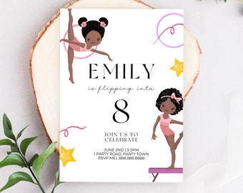 Gymnastics Party Invitation - Gymnastics Birthday Invitation, Gymnastics Birthday Party, Gymnastics Invitation Girls, Editable Download