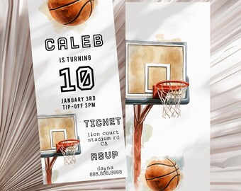 Basketball Ticket Birthday Invitation Template- Basketball Birthday Invite, Sports Ticket Invite, Basketball Birthday Boy, Instant Download
