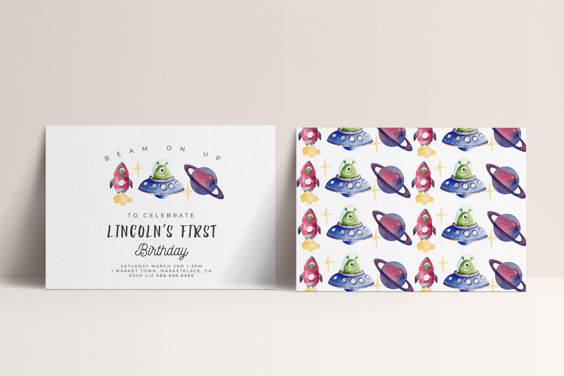 Alien Birthday Party Invitation-rocket Birthday Invitation, UFO ...