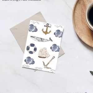 Sailboat Baby Shower Invitation Nautical Baby Shower Invitation, Boy Baby Shower Invite Blue, Whale Invitation, Editable Instant Download image 4