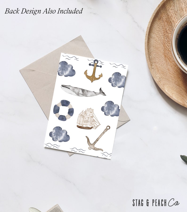 Sailboat Baby Shower Invitation Nautical Baby Shower Invitation, Boy Baby Shower Invite Blue, Whale Invitation, Editable Instant Download image 4