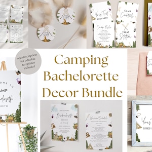 Camping Bachelorette Decor Bundle - Camping Bachelorette Signs, Camp Bachelorette Invite, Camp Bachelorette Games, Editable Instant Download