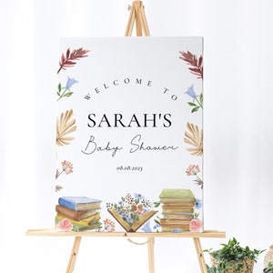 Storybook Baby Shower Welcome Sign - Book Theme Baby Shower Decorations, Book Theme Baby Shower Banner, Storybook Sign, Editable Download
