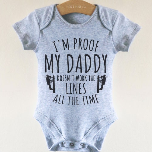 Daddy Doesn't Always Work The Lines Baby One Piece - Lineman Baby Shower, Lineman Baby Reveal, Powerlines Baby Bodysuit, Lineman Daddy Gift
