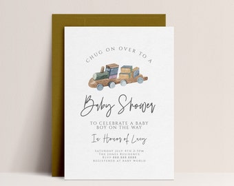 Train Baby Shower Invitation -Transport Baby Shower Invitation, Baby Shower Invitation Boy, Train Theme Invite, Toy theme, Editable Download