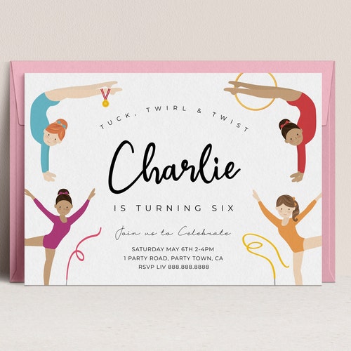 Editable Gymnastics Invitation Gymnastics Party Invite Etsy UK