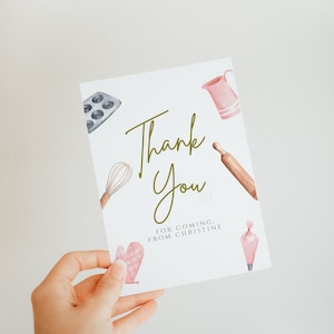 Cooking Birthday Party Thank You Card - Editable Baking Party Thank You ...