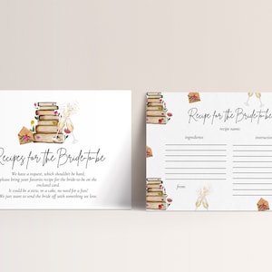 Boek thema recept bruids douchekaarten - hoofdstuk thema, boek thema decor, verhalenboek recept aanvraagkaart, uitnodigingsinvoegingen, bewerkbare download