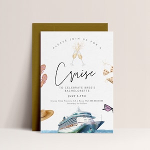 Cruise Invitation - Cruise Birthday Invitation, Cruise Bachelorette Party Invite, Boat Bachelorette Party, Yacht Invite, Editable Download