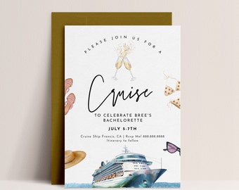 Cruise Invitation - Cruise Birthday Invitation, Cruise Bachelorette Party Invite, Boat Bachelorette Party, Yacht Invite, Editable Download