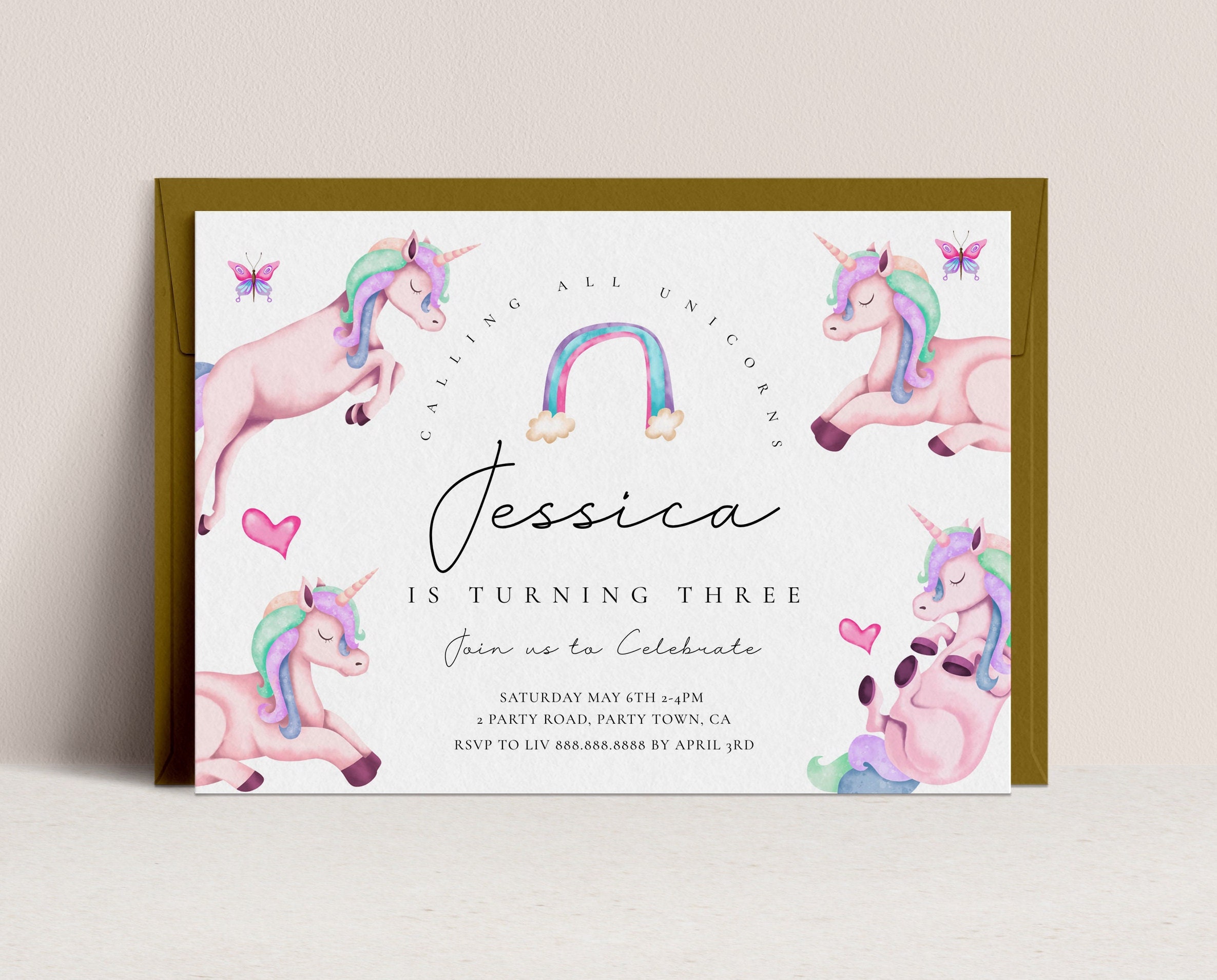 Invitación de cumpleaños de unicornio: plantilla de invitación de unicornio,  invitación de unicornio, descarga digital de invitación de unicornio,  descarga instantánea editable - Etsy México, image size:2371x1909