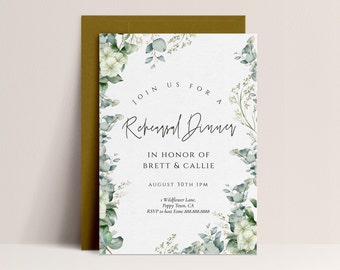 Eucalyptus Rehearsal Dinner Invitation - Wedding Rehearsal Dinner Invite, Greenery Rehearsal Dinner, Editable Printable Instant Download