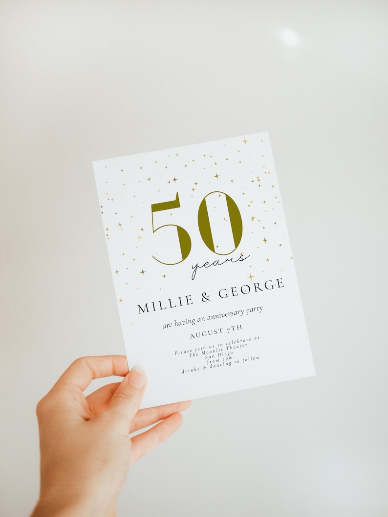 50th Anniversary Thank You Card 50th Wedding Anniversary Decor, Golden, 50th Anniversary Couples, Anniversary Party, Instant Download image 8