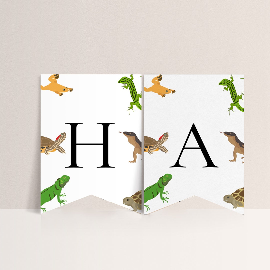 Reptile Birthday Banner Reptile Party Decor, Frog Birthday Banner, Lizard Party, Turtle Birthday