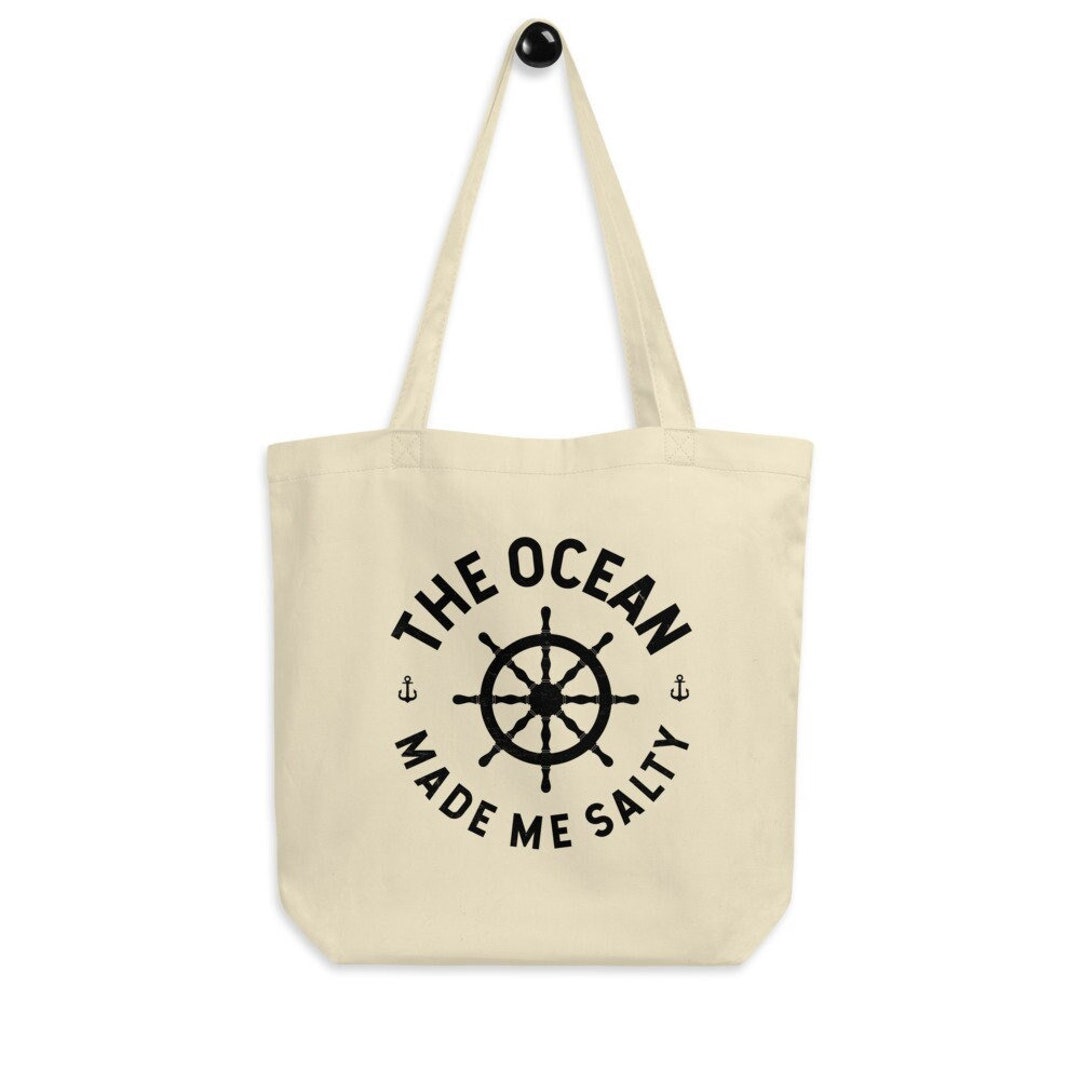 The Ocean Made Me Salty Eco Tote Bag beach Canvas Tote Bag, Surfing