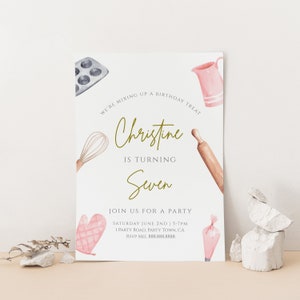 Baking Party Invitation Girl -kids Cooking Birthday Invite, Cooking ...