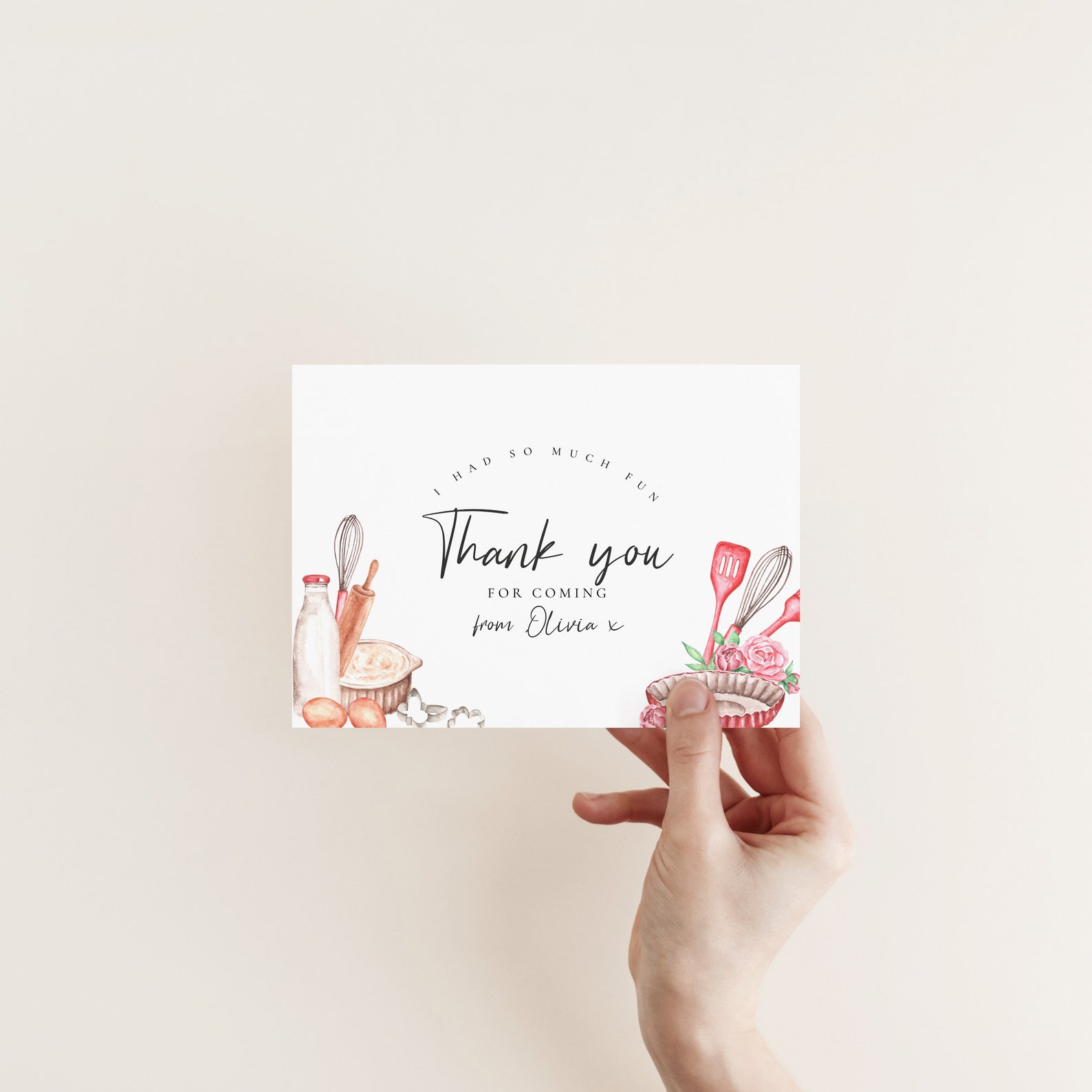 Baking Party Thank You Card - Editable Cooking Birthday Thank You, Chef ...