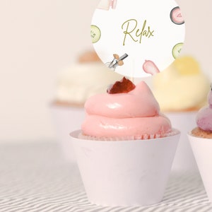 Spa Party Cupcake Toppers Spa Party Cake Topper, Spa Birthday Party ...