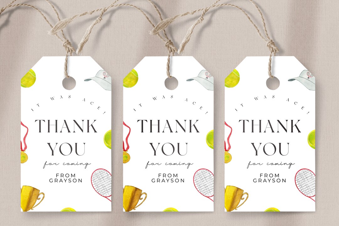 Tennis Birthday Party Favor Tags - Kids Birthday Favors, Tennis Theme ...