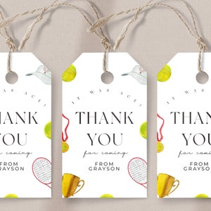 Tennis Birthday Party Favor Tags - Kids Birthday Favors, Tennis Theme Party, Sports Theme Gift Tag, Tennis Decor Editable Instant Download