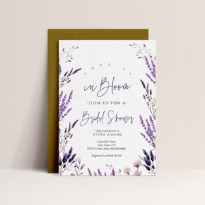 Lavender Bridal Shower Invitation - Lilac Bridal Shower Invite, Floral Bridal Shower Invite Purple, Country, Bridal Brunch Editable Download