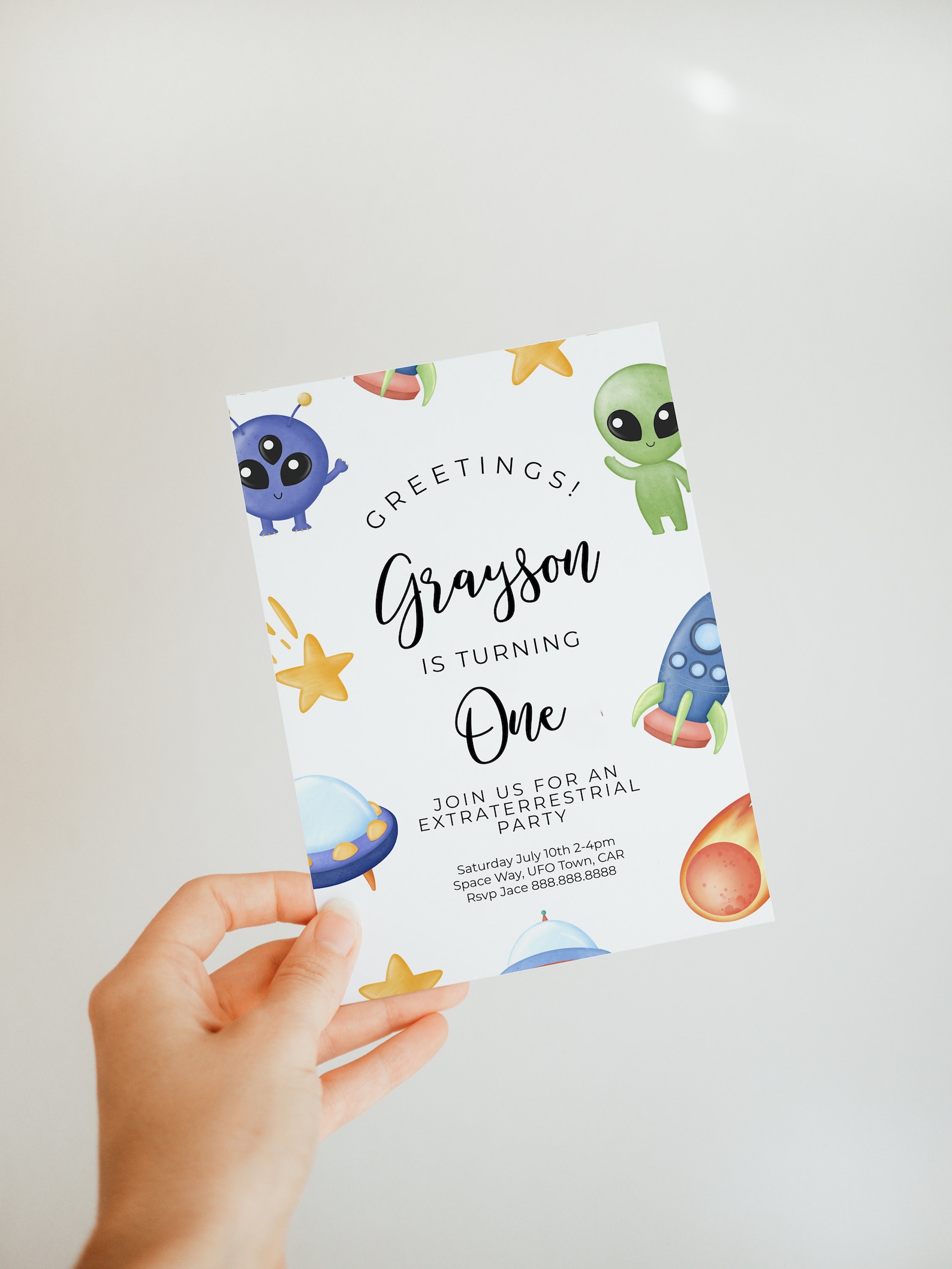 Alien Birthday Party Invitation - UFO Birthday Invite, Space Invitation ...