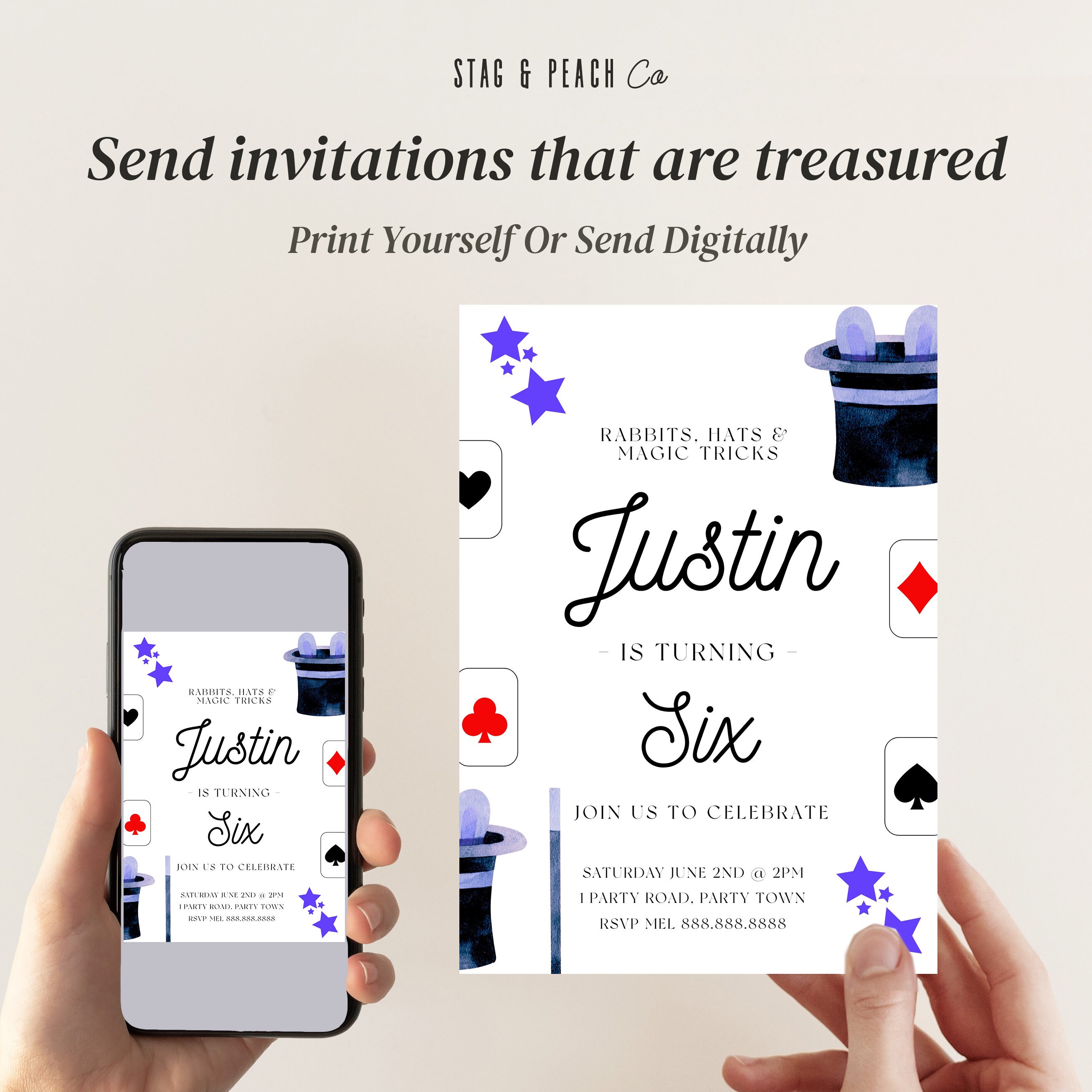 Magic Invite Editable Magic Birthday Party Invitation -magic Birthday Invite ...