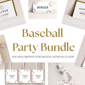 Baseball Birthday Party Decorations Bundle - Baseball Party Decor, Baseball Party Supplies, Baseball Party Printables, Editable Downloads